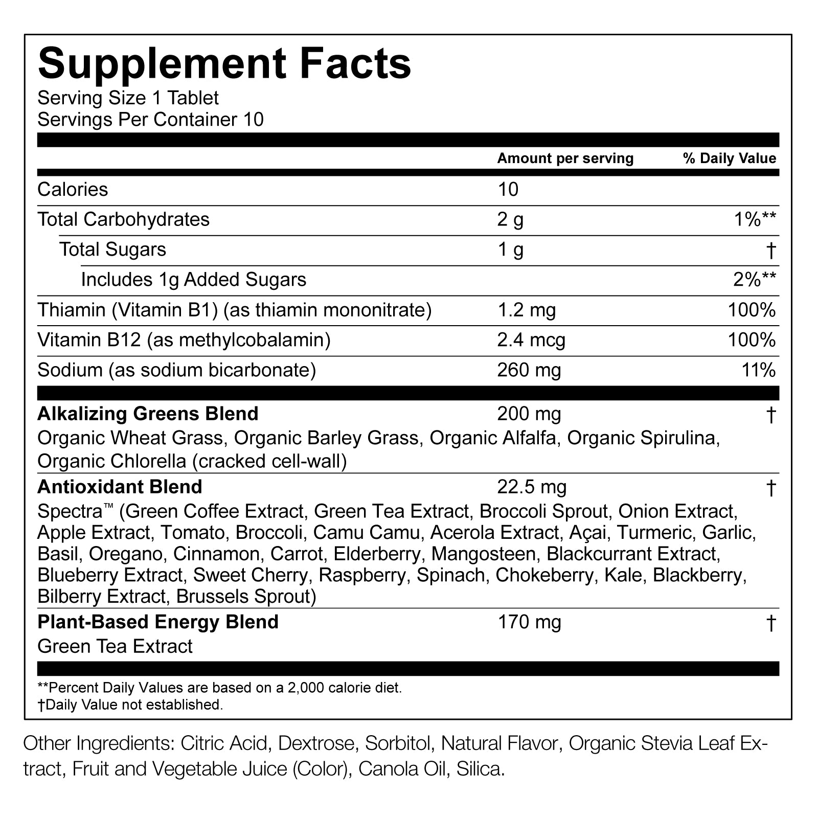 Green Superfood Tabs For Energy Nutritional Information By Amazing Grass