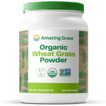 Container of Healthy Organic Wheat Grass Powder